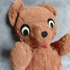 Vintage Mary Meyer Brown Teddy Bear Plush Big Eyes 9” 1950s 1960s Vtg Vermont