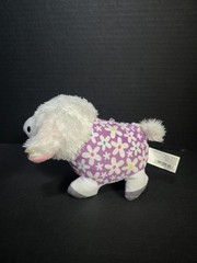 6 inch Oriental Trading Corp Easter stuffed sheep Purple floral pattern