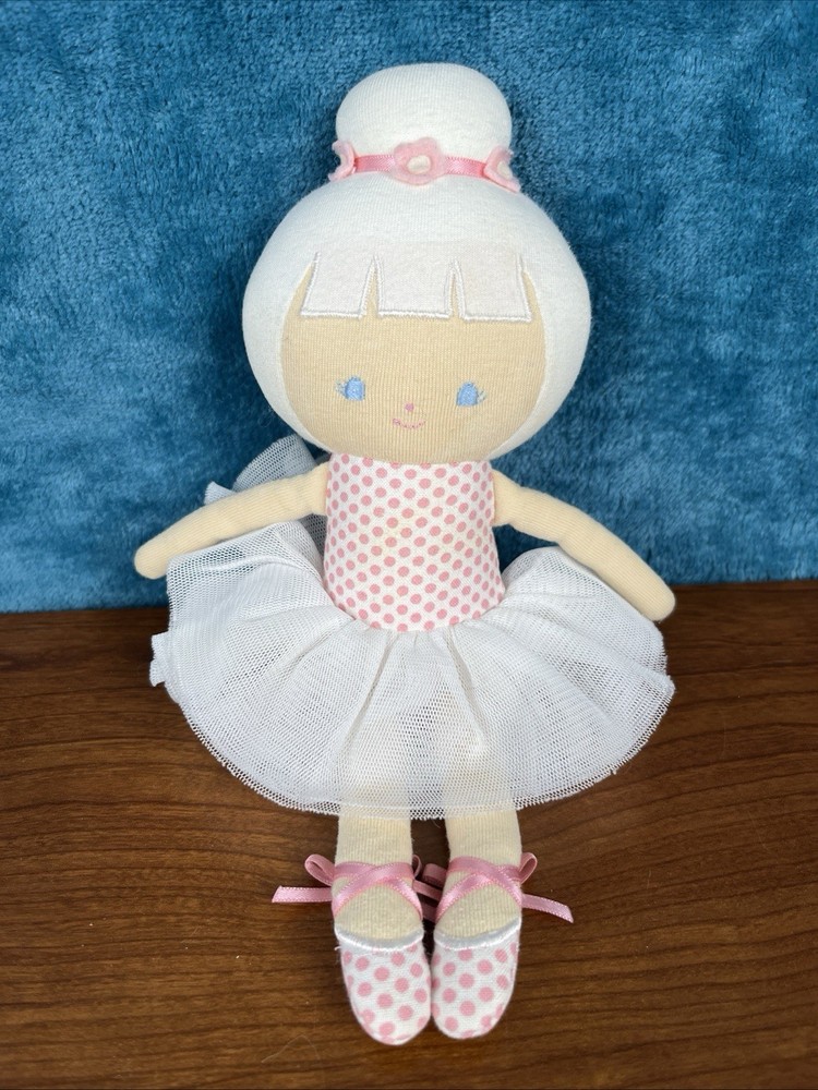 Alimrose Australia Ballerina Plush Baby Doll Tutu 11″ Pink Rose Polka Dots READ