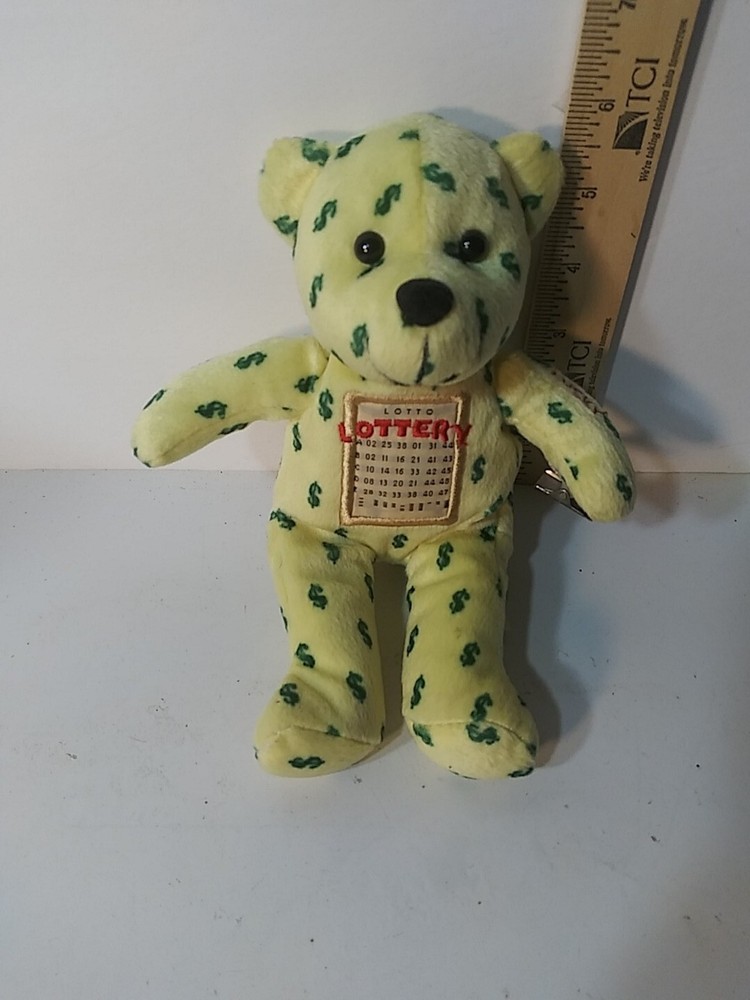 Lottery Bear Plush with Clip Vintage 9” with Clip Lucky Bear Lotto Preowned