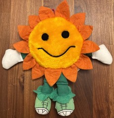 Oriental Trading Co. Sunflower, Smiley Face SunFlower Stuffed Plush 12”, Vintage