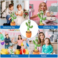Adjustable Volume Rechargeable Talking Cactus Toy, Baby 6.5 inches, Green