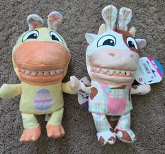 Chatter Chompers Easter Plush Set 2 Duck & Cow Interactive Toy NWT