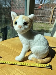 Real Cat Plush Doll Stuffed 10″ Tabby Cat Plush Toy White Yellow Blue Brown Eyes
