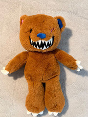 Way To Celebrate Halloween Buddy Bear Plush Brown Scary Teeth Stuffed Toy 15″