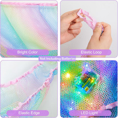 Stuffed Animals Net Hammock Kids Toy Storage with LED Light Plush Toy Organizer