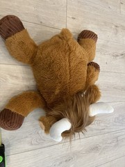 MTY International Plush Scottish Highland Cow Cuddle Toy Ribbed Hooves Laying