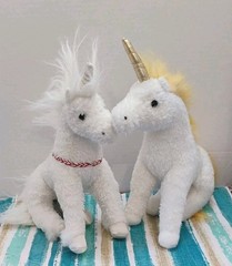 2 Douglas Cuddle Toy Unicorns Silver Sparkle & Gold/White Plush Stuffed Animals