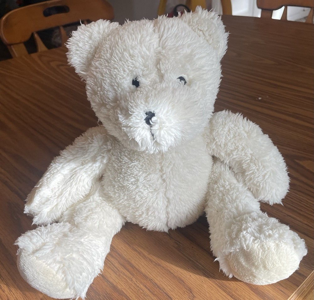 Vintage Silver One Bear Plush Stuffed Animal Toy Soft 12″ Cream White