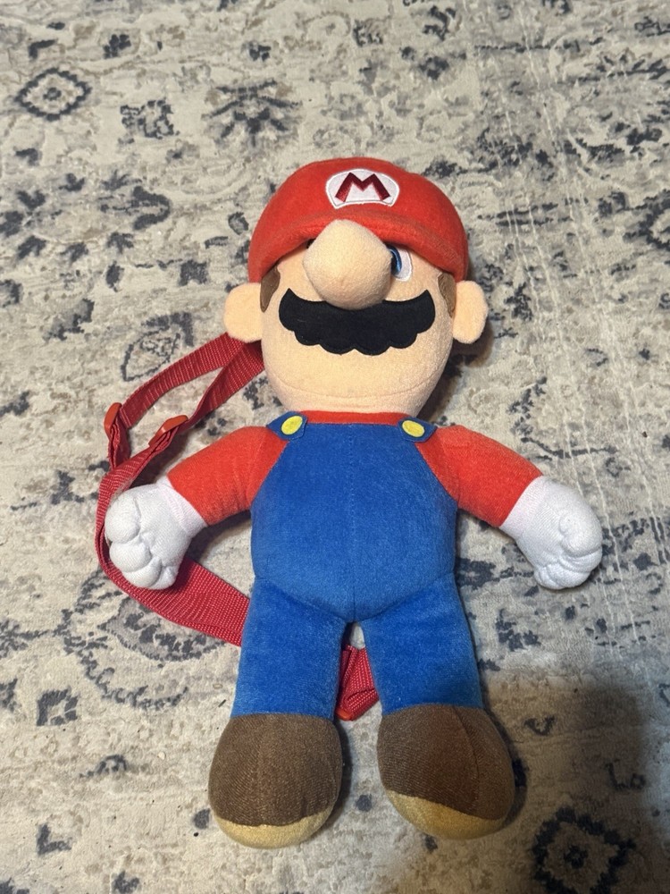 Super Mario 2023 Nintendo Bioworld Plush Mario Back Straps Zip Pocket 16 Inch