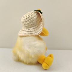 Fiesta Sparkling Yellow Duck Plush Sunflower Straw Hat Stuffed Animal Spring