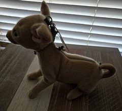 Love on a Leash Dog Plush Stuffed Animal Purse, Beige Chihuahua Y2K