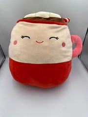 Squishmallow 14” Marshina Hot Chocolate Cocoa Plush w/ Marshmallows Handle Straw