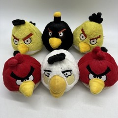 Angry Birds Plush Yellow Red Black White Stuffed Characters Animals Lot of 6