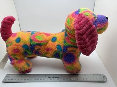 Toys R Us Dachshund Puppy Dog Plush 12” Stuffed Animal Neon Groovy Retro Pink