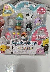 Squish-a-longs 8 Pack – 1” Mini-Squish with 2 Accessories, 1 Ring Series 1-RARE-