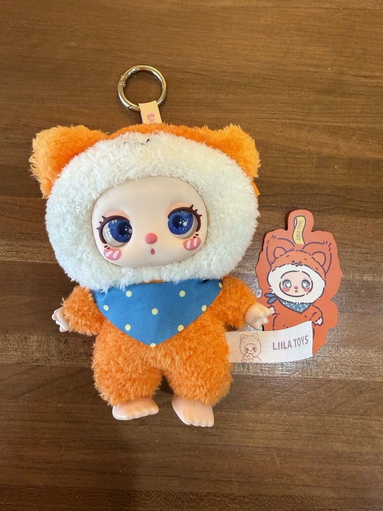 LILIA TOYS Mini Orange White Blue Bear Stuffed Doll Keychain Plush Toy