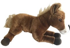 Lying Brown Horse Super Soft Plush 14” Beige Mane Which Could Use Some TLC