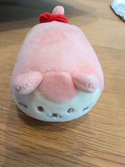 Anirollz Pink Cat Plush Squishy Roll Red Bow Stuffed Animal Kitty Coosy 6inch