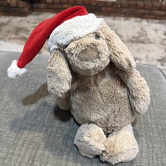 Chick Pea Puppy Dog Plush Red Santa Hat Stuffed Animal Toy Beige Brown