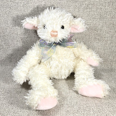 MTY International Creamy White & Pink Scruffy Bunny Rabbit Plush Stuffed 12″