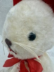 Vintage 1950’s Atlanta Novelty 11” Plush White Red Mouse Mohair & Front Tag RARE
