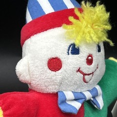Vintage Carter’s Clown Rattle Plush Primary Colors Terry Cloth Bow Tag Prestige