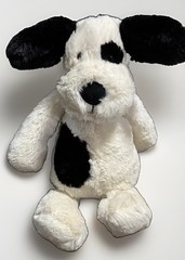 Jellycat 12” Bashful Black and White Cream Puppy Dog Stuffed Animal Medium Plush