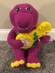 Vintage 1998 Sing ‘N Strum Barney Purple Dinosaur Plush Works