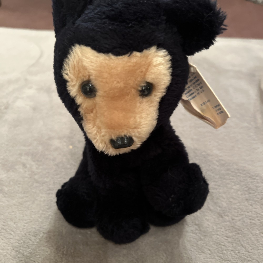 Vintage Dakin Baby Bearfoot Black Teddy Bear Stuffed Bean Bag Plush