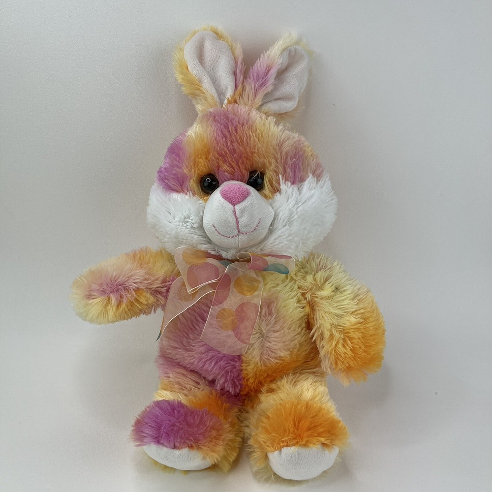 Greenbrier Bunny Rabbit Tye Dye Orange Yellow White Plush Stuffed Animal 17″