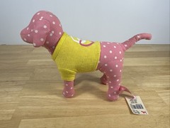 Victoria Secret VS Pink Polka Dot Puppy Dog Yellow Shirt Peace Sign Heart + Tag