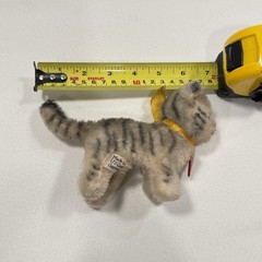 Vintage Clemens Spieltiere Mohair Tabby Cat Kitten Germany W/ Red Chest Tag
