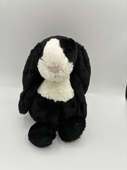 RARE Retired Jellycat Bashful Bunny Dutch 12” Black & White Cream Floppy Plush