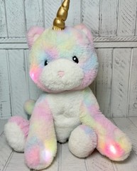 FAO Schwarz Glow Brights Rainbow Kittycorn Interactive Light Up Plush Toy 15”