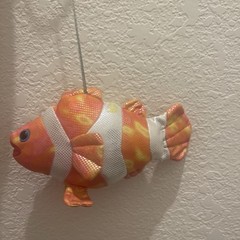 2 Fish VTG Hanging Decorative Clown & Aruba Angel Fish Plush Sparkle Tropical