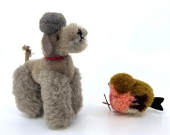 Steiff Lot 7 Distressed 1960s -70s Dog Puppet Chick Raven Sheep 3 ID As Is Vtg