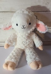 Hallmark Plush Lamb Pink Ears Textured Retired 12″ Floppy Lamb Sounds *Works*