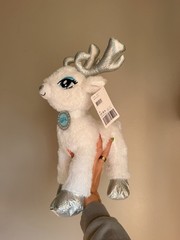 Glisten White Reindeer Deer Plush Silver Glitter Antlers Hooves Holiday
