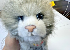 Steiff Cat Whiskas Mom Cat Standing Gray Plush Original Ear Tag 075875