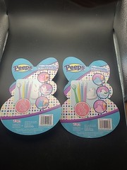 2 NEW PEEPS Washables Flocked Bunny & Chick Washable Markers Color Over & Over