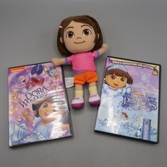 Dora the Explorer Plush DVD Lot Nickelodeon Stuffed Toy 8″ Wonderland Snow