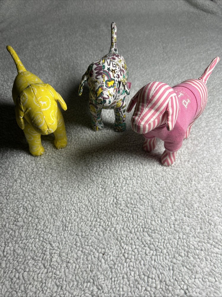 Victoria’s Secret collectible dog plush- pink, yellow, & multicolored