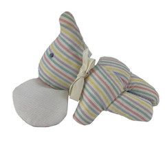 Bantam Vintage Pastel Striped Elephant Plush Rattle Stuffed Animal Toy 5.5″