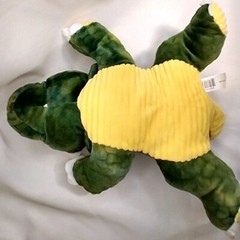 Dinosaur Plush Animal Green & Yellow With Plastic Eyes, White Ears and Horn