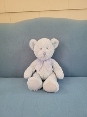 Russ Baby Sweet Beginnings Teddy Bear Plush Blue w/ Blue Bow 14″ Russ Berrie