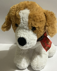 Hug Fun Plush Brown White Puppy Love Dog Heart Bow Stuffed Animal Toy 13″ Hugfun