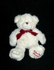 13″ First Impressions Cream Teddy Bear Plush Baby’s First XMAS Red Bow Stuffed