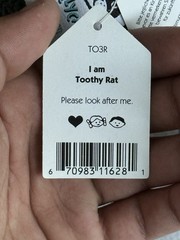 Jellycat Toothy Rat Retired Plush TO3R NWT New With Tags Rare HTF Collectible
