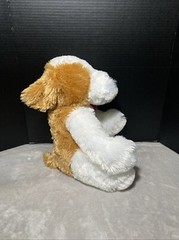 Dan Dee Dog Plush Brown White Puppy Black Nose Red Heart Bow 20″ Floppy Toy Pet